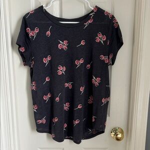 ⚜️ LOFT Cherry Print Gray Women's Top